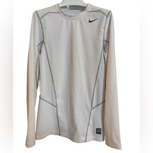 Men’s Nike Pro Combat Dri-Fit Hyperwarm Lite White Compression Shirt, Size S